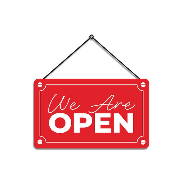 we are open concept of hanging sign vector design