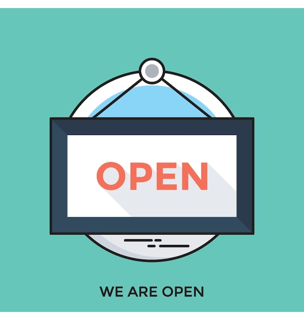We are open flat vector icon