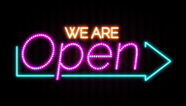 We are open neon light sign design