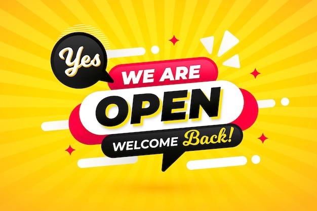 Vector we are open sign concept