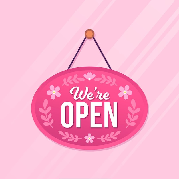 Vector we are open sign concept