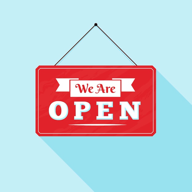 Vector we are open sign design