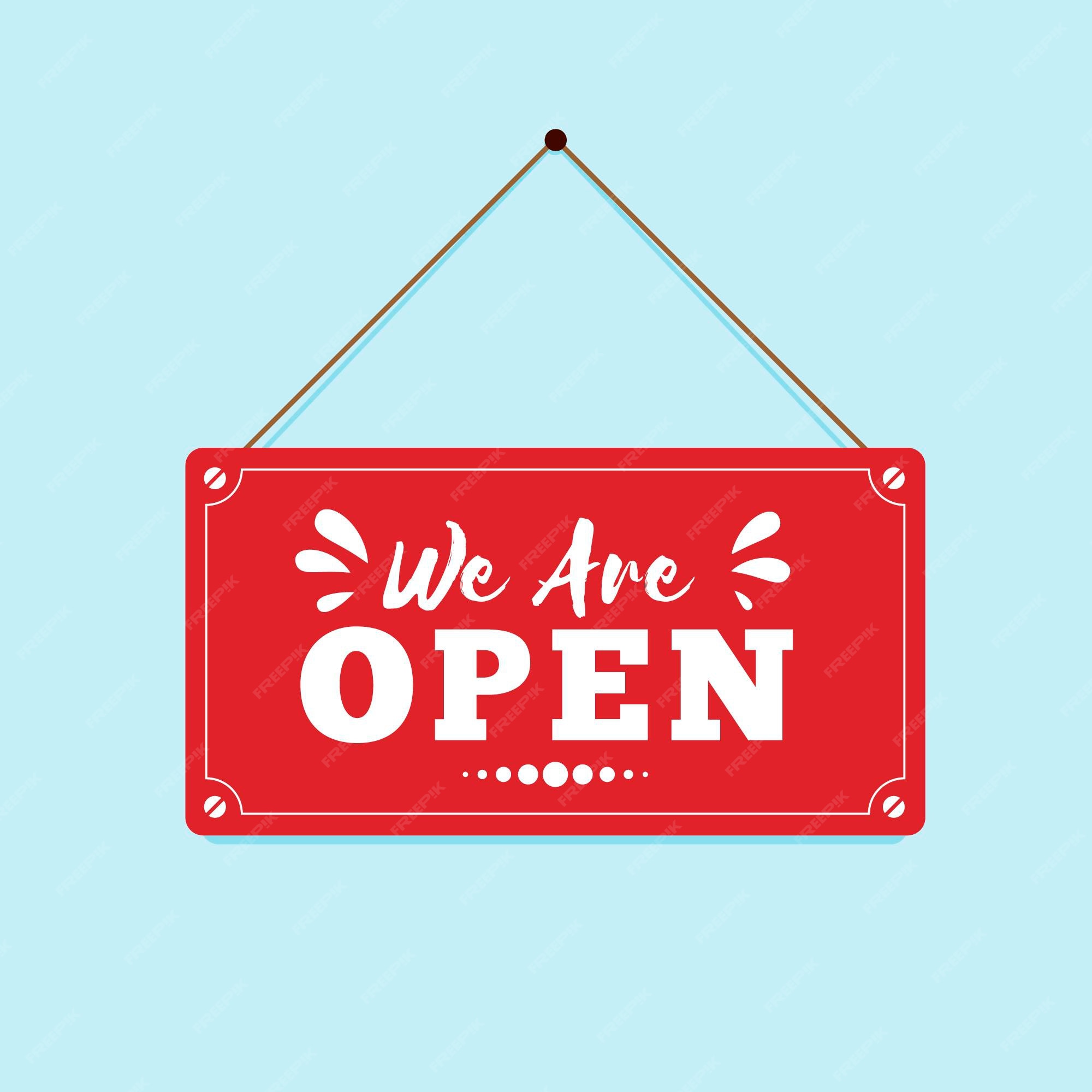 We are open business door signage for unlock Vector Image