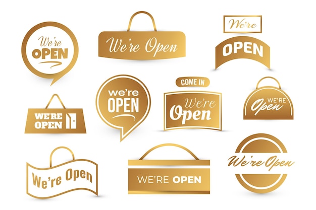 We are open text collection for sticker flyer header banner advertisement and announcement