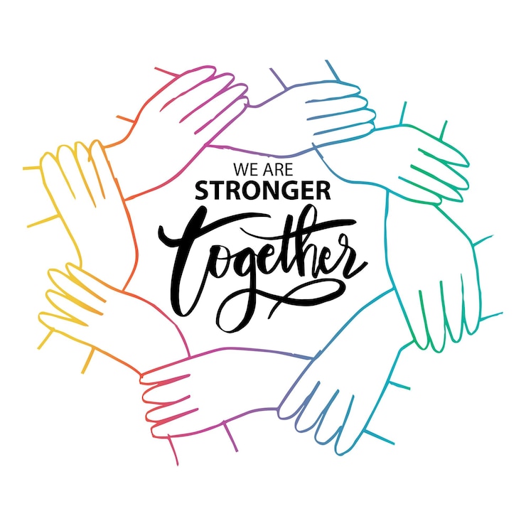 Vector we are stronger together motivational quote