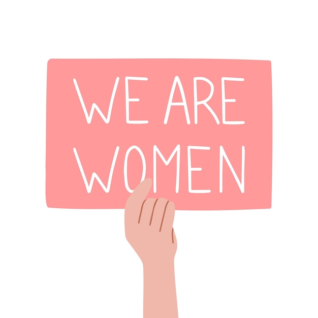 우리는 여성이다. 여성의 권리 현수막, 걸 파워 개념. 여성의 권리, 페미니즘 프린트