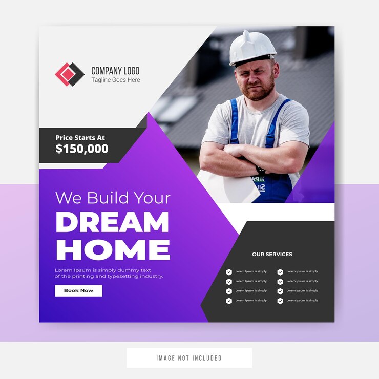 We build your dream home Instagram post template design premium vector