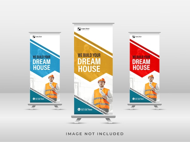 Vector we build your dream house real estate rollup banner design set