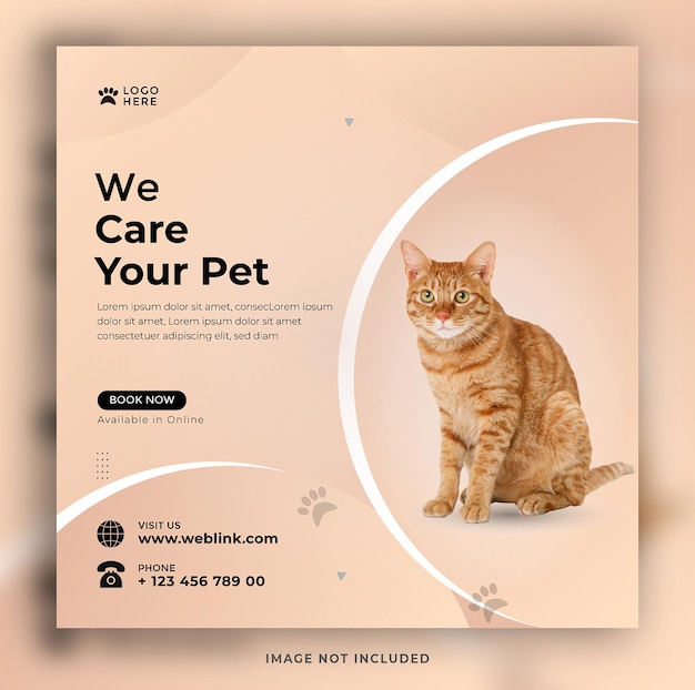 We care your pet social media and banner template esign