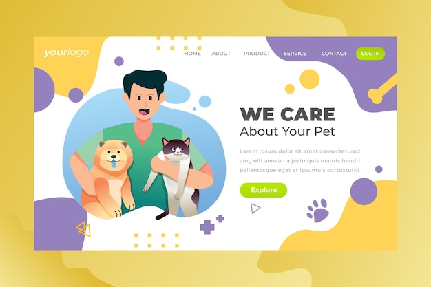 Vector we care your petwe care your pet - vector landing page