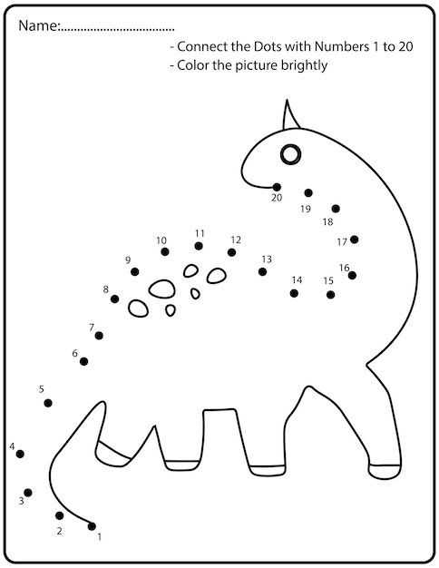 벡터 우리는 공룡을 그립니다. dot to dot