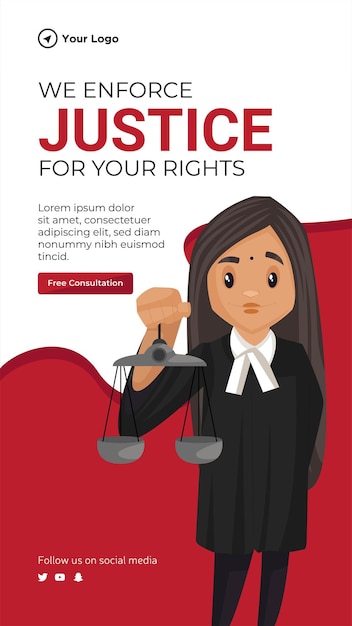 We enforce justice for your rights portrait template design