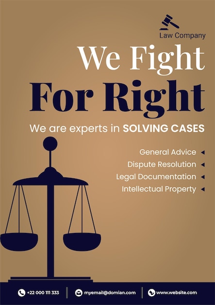 Vector we fight for right we are experts in solving cases flyer design