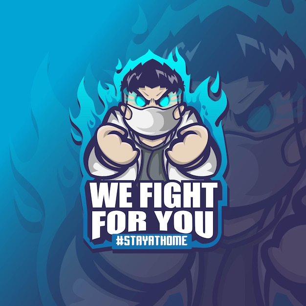 We Fight For You マスコット ブランディング ビジネスのための素晴らしいイラスト