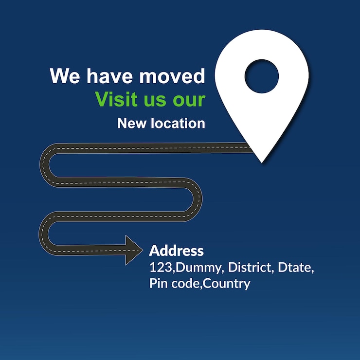 We have moved new location Social media post