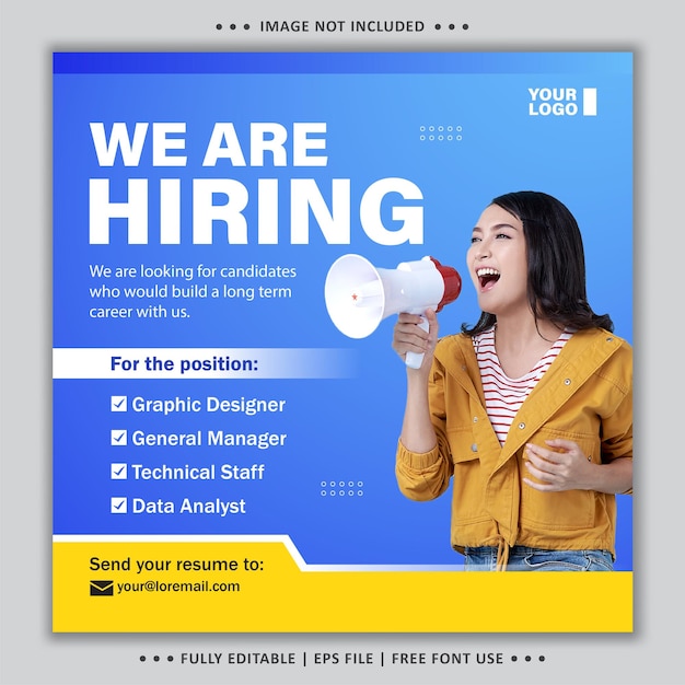 We huren Job Flyer Social Media Post-sjabloon in