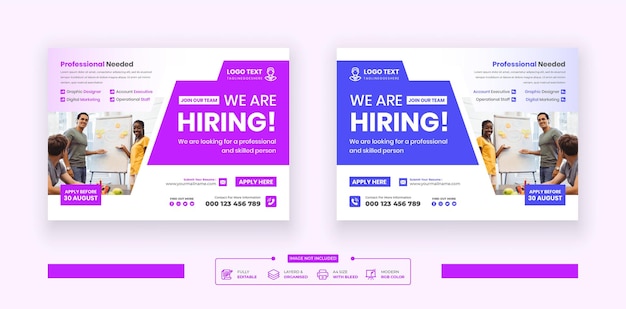 We huren Vacature Horizontale Flyer en Job Circular Corporate Agency Flyer Template Design