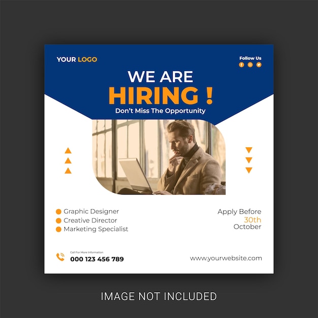 We huren Vacature Square Banner of Social Media Post Template