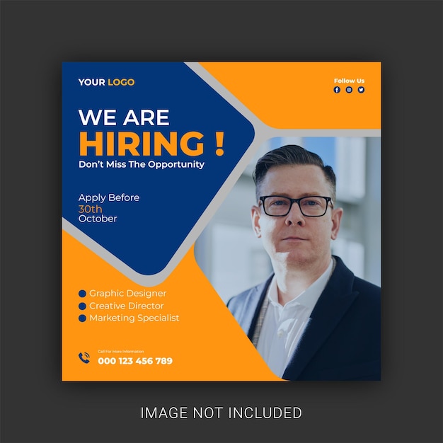 We huren Vacature Square Banner of Social Media Post Template