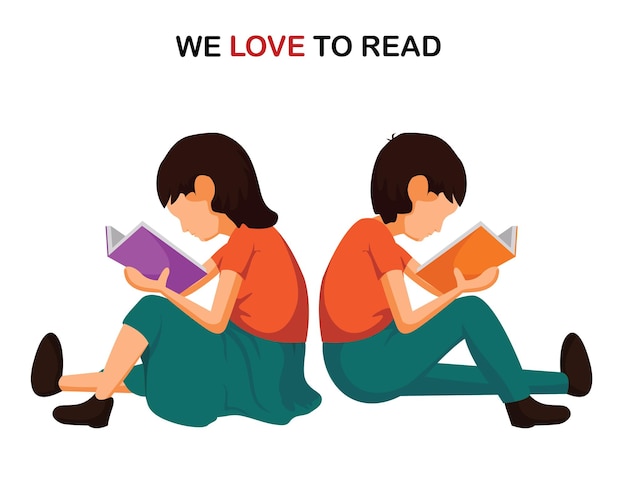 Vector we love reading illustration