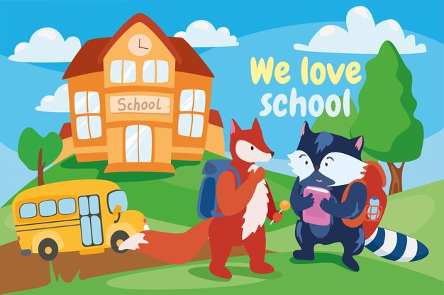 Vector we love school concept background