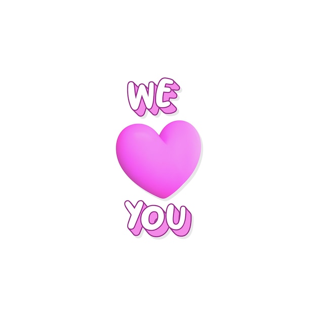 Vettore we love you fun design typography with pink color scheme strong word about loving something vecto