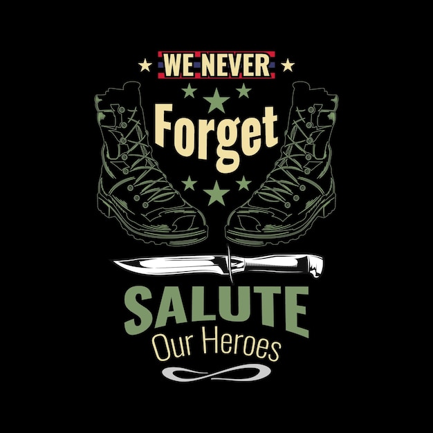 we never forget veteran t shirt design premium vector text effect for memorial day