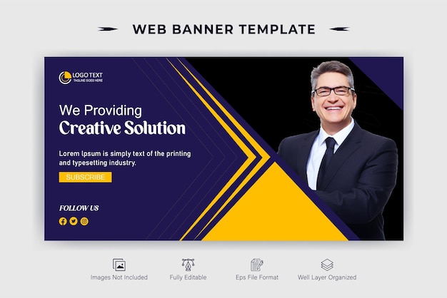 Vettore forniamo banner web aziendali con soluzioni creative e modelli di miniature di youtube