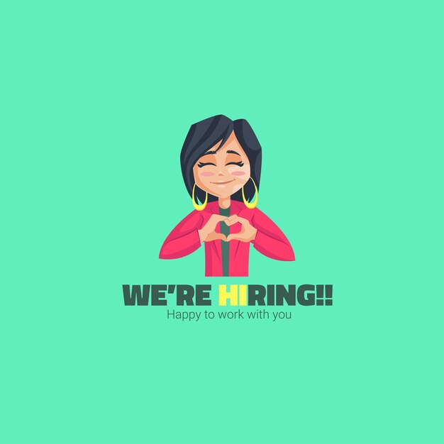 We're hiring happy to work with you vector mascot logo template