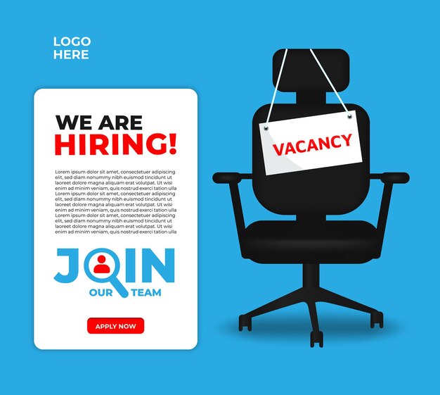 We're hiring vector banner design employee vacancy announcement