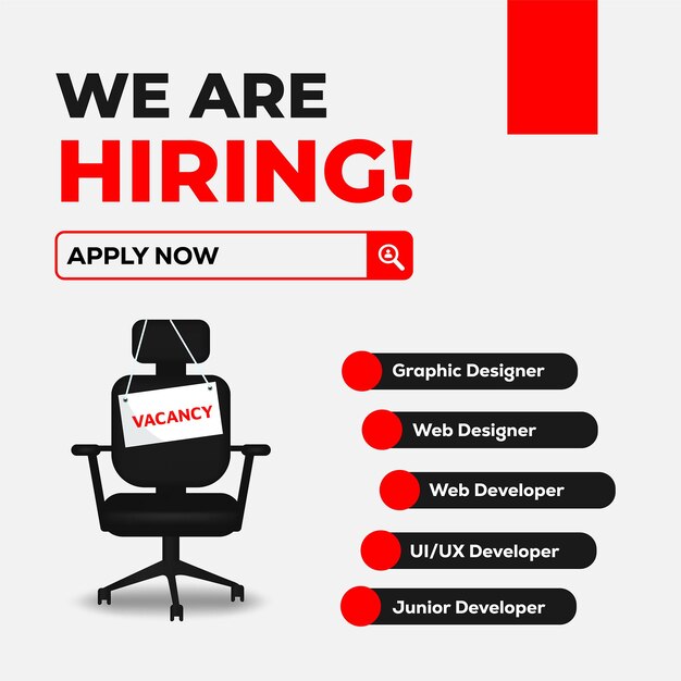 We're hiring vector banner design employee vacancy announcement