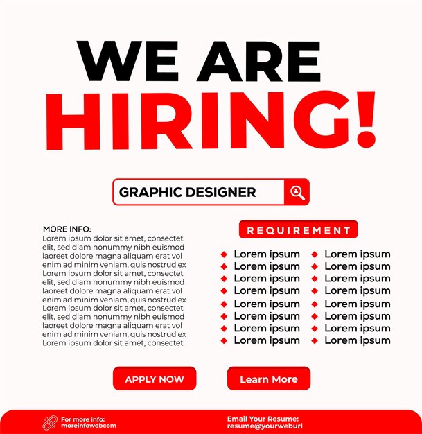 We're hiring vector banner design employee vacancy announcement