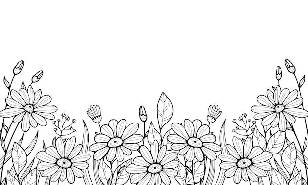 We sketch weeds grasses flowers and cereals Design of trendy elements Daisies