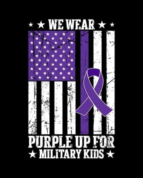 Vettore indossiamo la maglietta viola per i bambini militari.