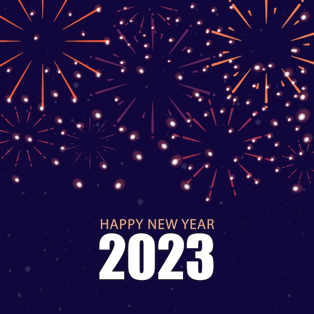 Желаем вам счастливого Нового 2023 года дизайн рукописной типографии с блестящим фейерверком