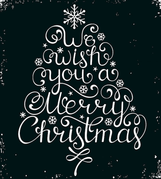 Vector we wish you a merry christmas, greeting card with lettering