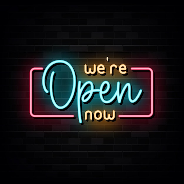 We zijn nu open Neonreclames Vector Design Template Neonstijl