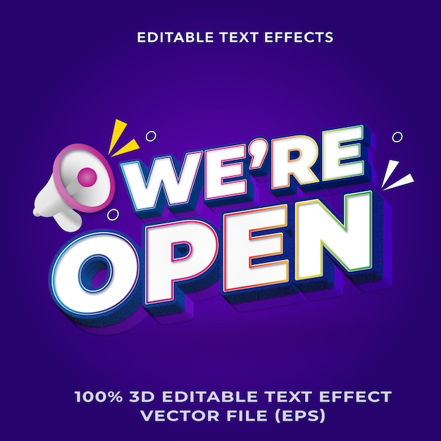 we zijn open 3D-teksteffect sjabloonontwerp