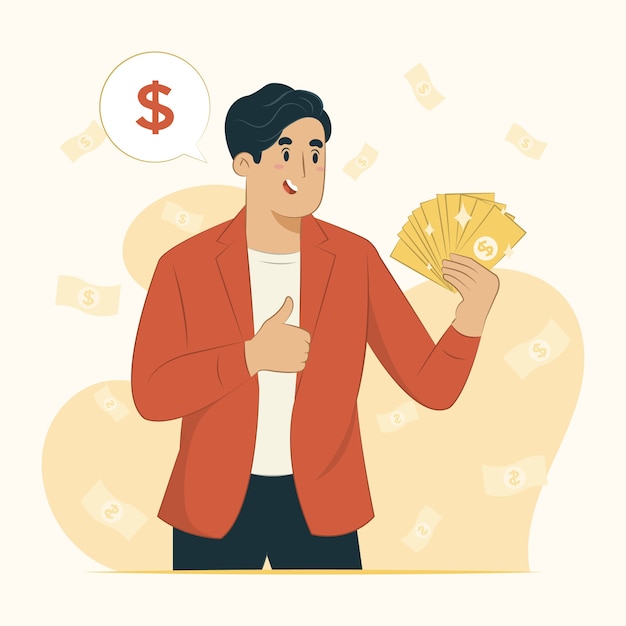 Wealth concept person holding money