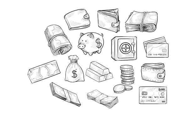 Vector wealth handdrawn collection