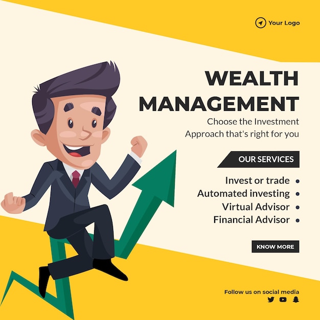 Wealth management cartoon style banner design