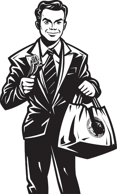 Vector wealth warden moneybag icon treasury titan zwart emblem ontwerp