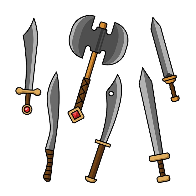 Weapon flat icon set