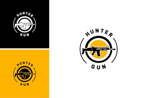 狙撃兵のための武器ハンター銃のロゴデザイン