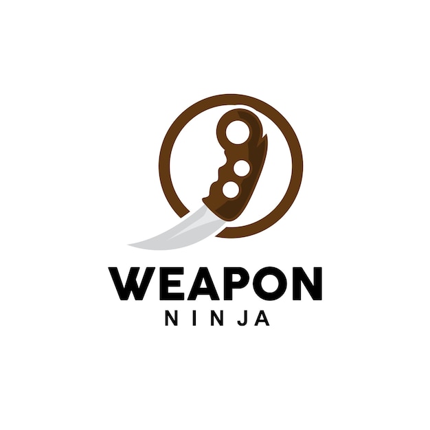 Логотип Оружия Традиционное Оружие Керамбит Вектор Ниндзя Боевой Инструмент Простой Дизайн Символ Иконка Иллюстрация