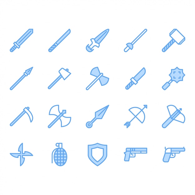 Набор иконок, связанных с оружием