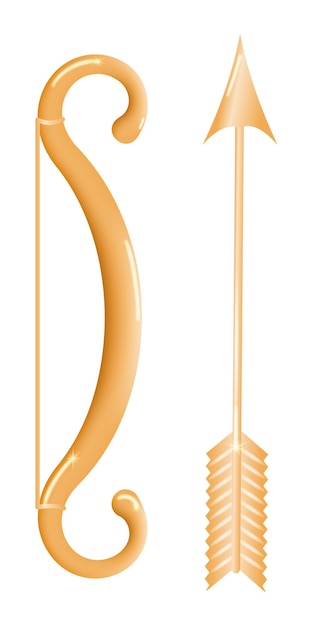 Weapon for shooting arrows, typically made of a curved piece of wood whose ends are joined by a taut