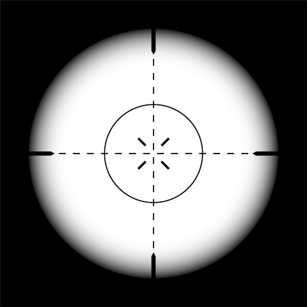 Vettore arma mira fucile da cecchino campo ottico su sfondo nero pistola da caccia mirino con bersaglio incrociato