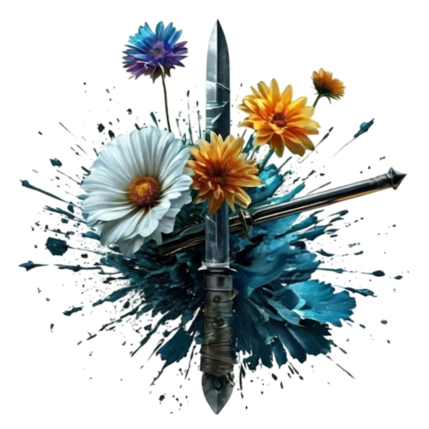 Vector weapon with flowers symbolizing the concept of war and peace vector art isolated on white