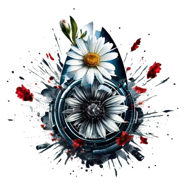 벡터 전쟁과 평화의 개념을 상징하는  꽃을 가진 무기 색에 고립 된 터 예술